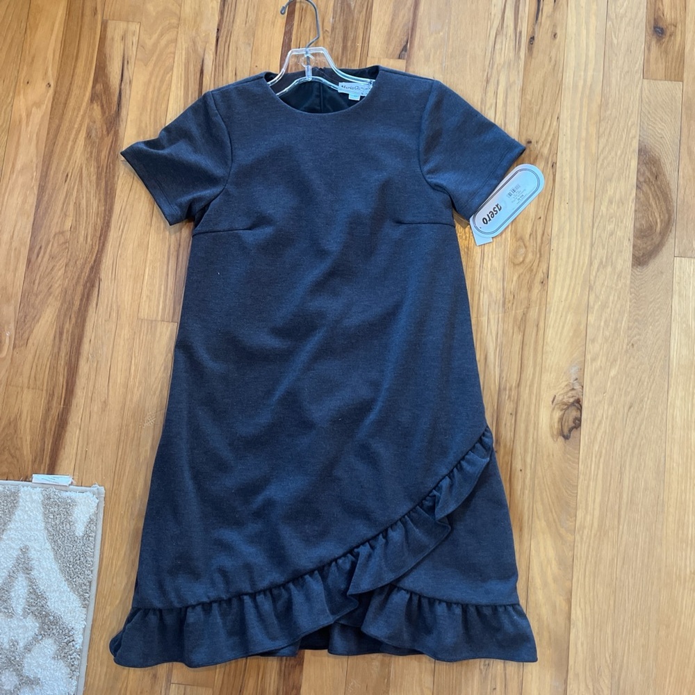 Navy grey dress with ruffle kids 16 size still has tags as well
